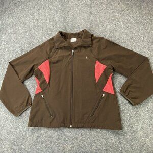 Danskin Now Jacket Womens Large Brown Windbreaker Zip‎ Removable Sleeves Vest